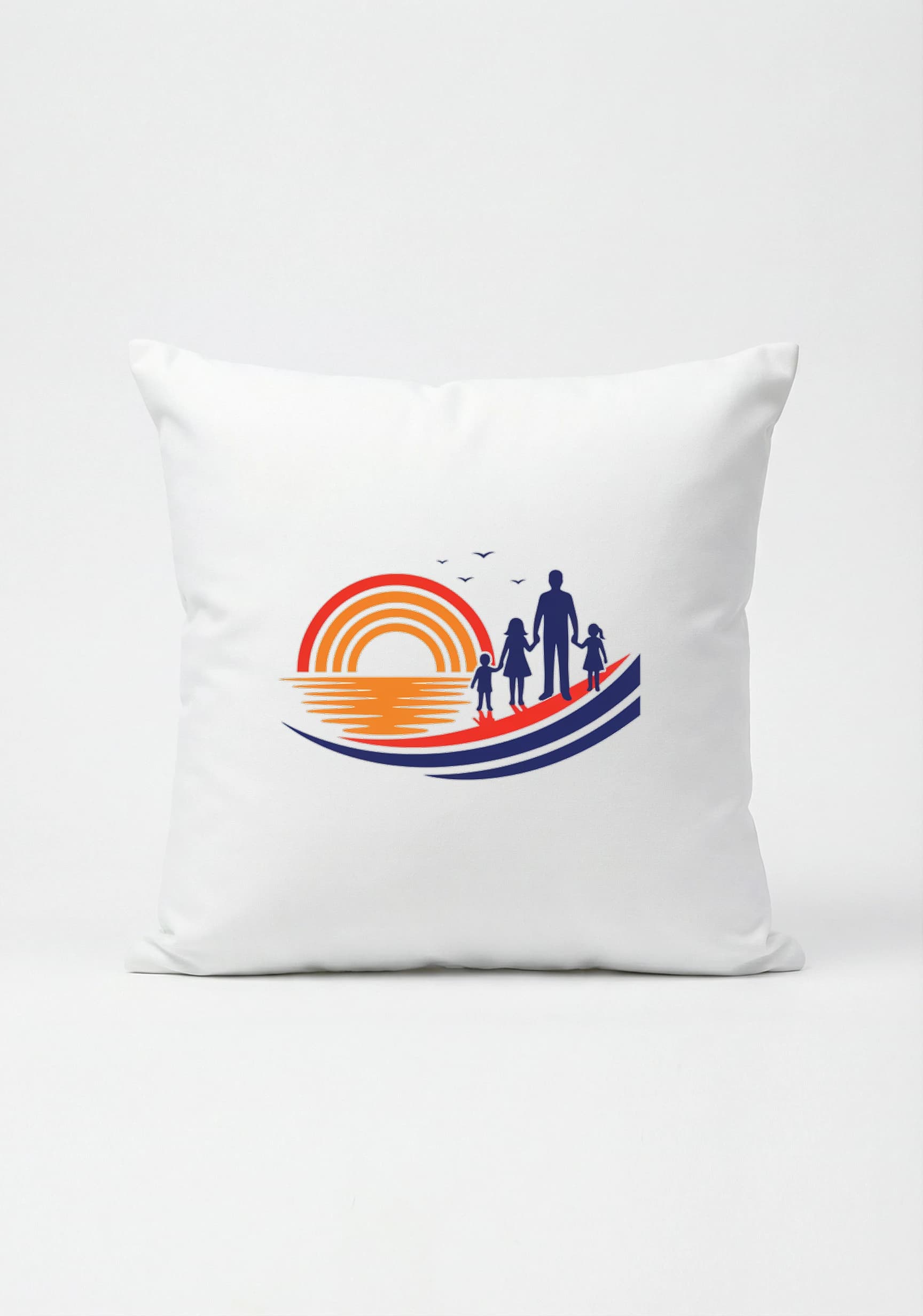 Polštář Rodinné Chvíle U Západu Slunce Na Pláži Vzpomínky Na Mořské Dny