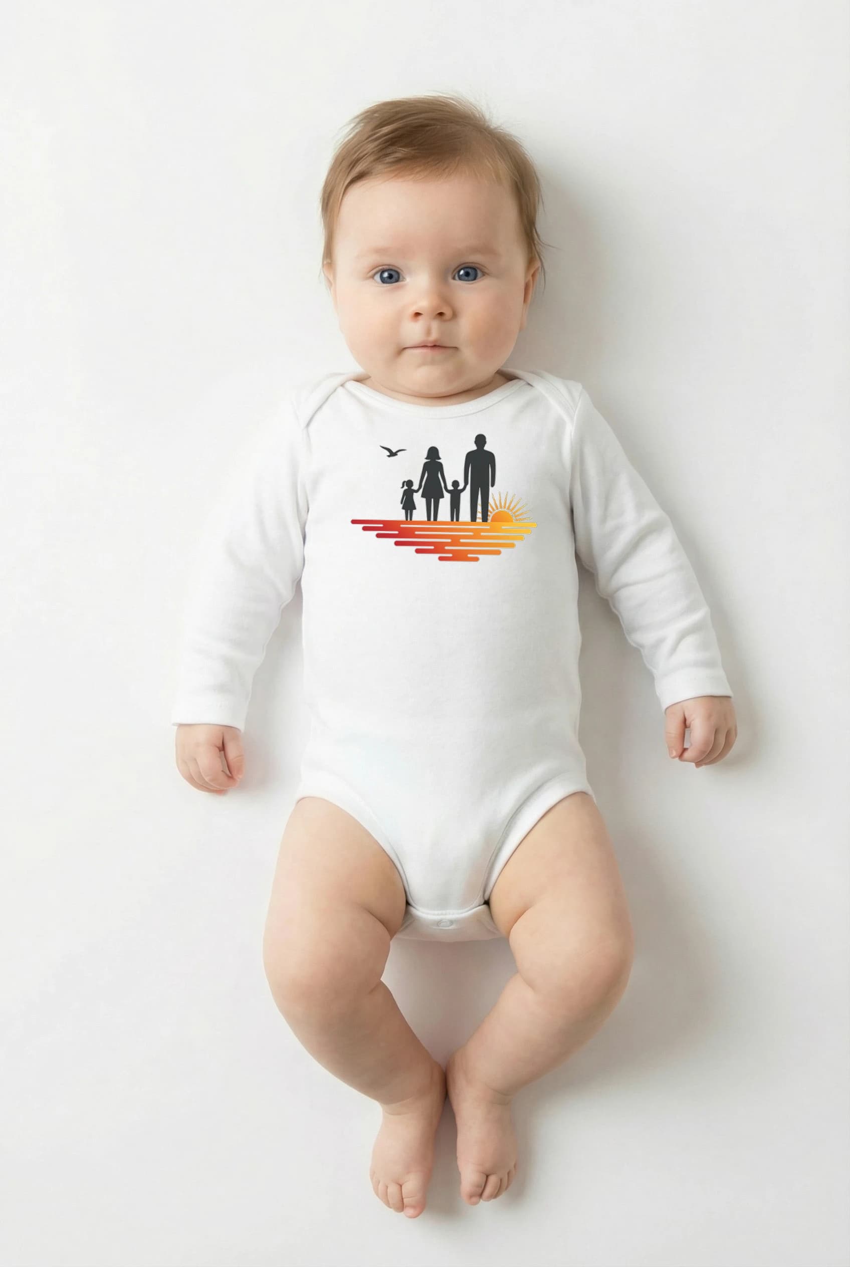 Body Silueta Rodiny U Západu Slunce Na Pláži Společné Vzpomínky