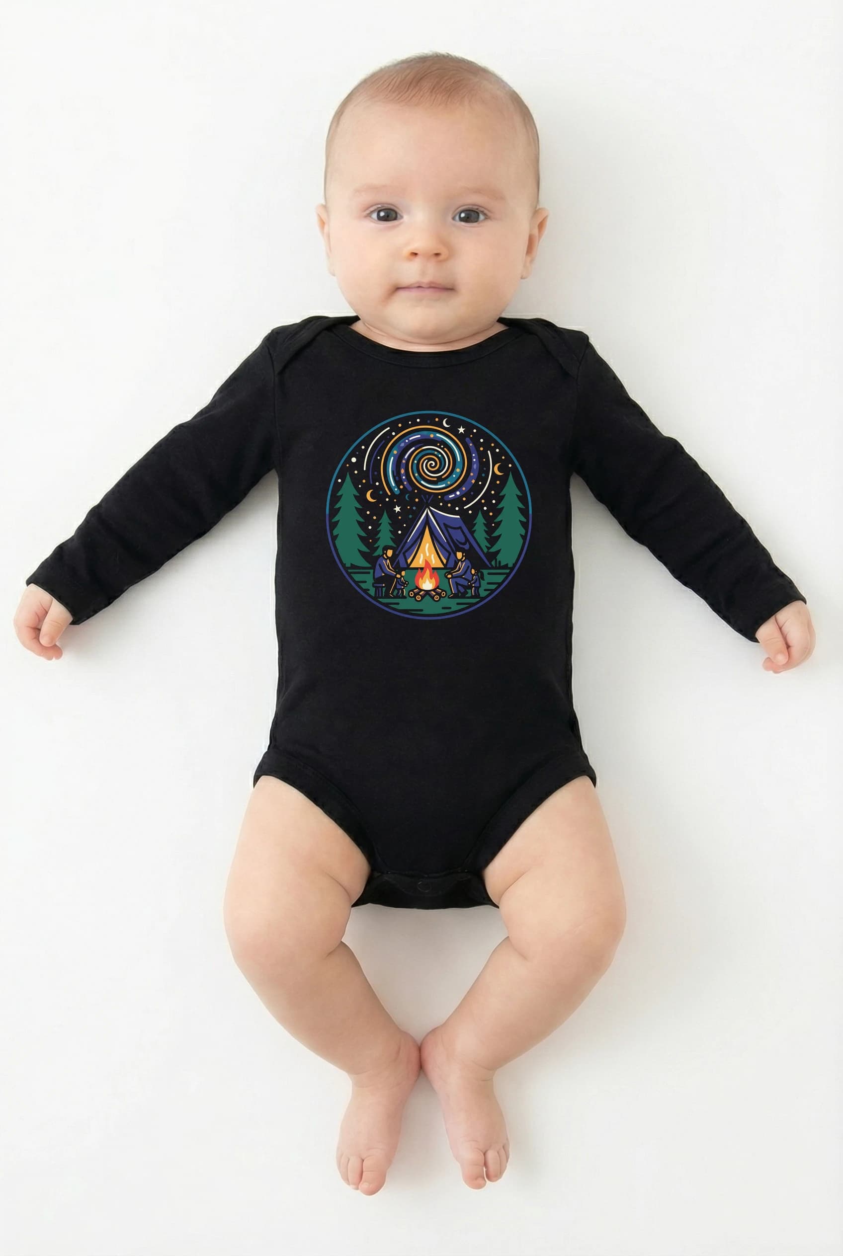 Body Rodinné Kempování Pod Hvězdnou Spirálou Stan Oheň A Dětské Dobrodružství