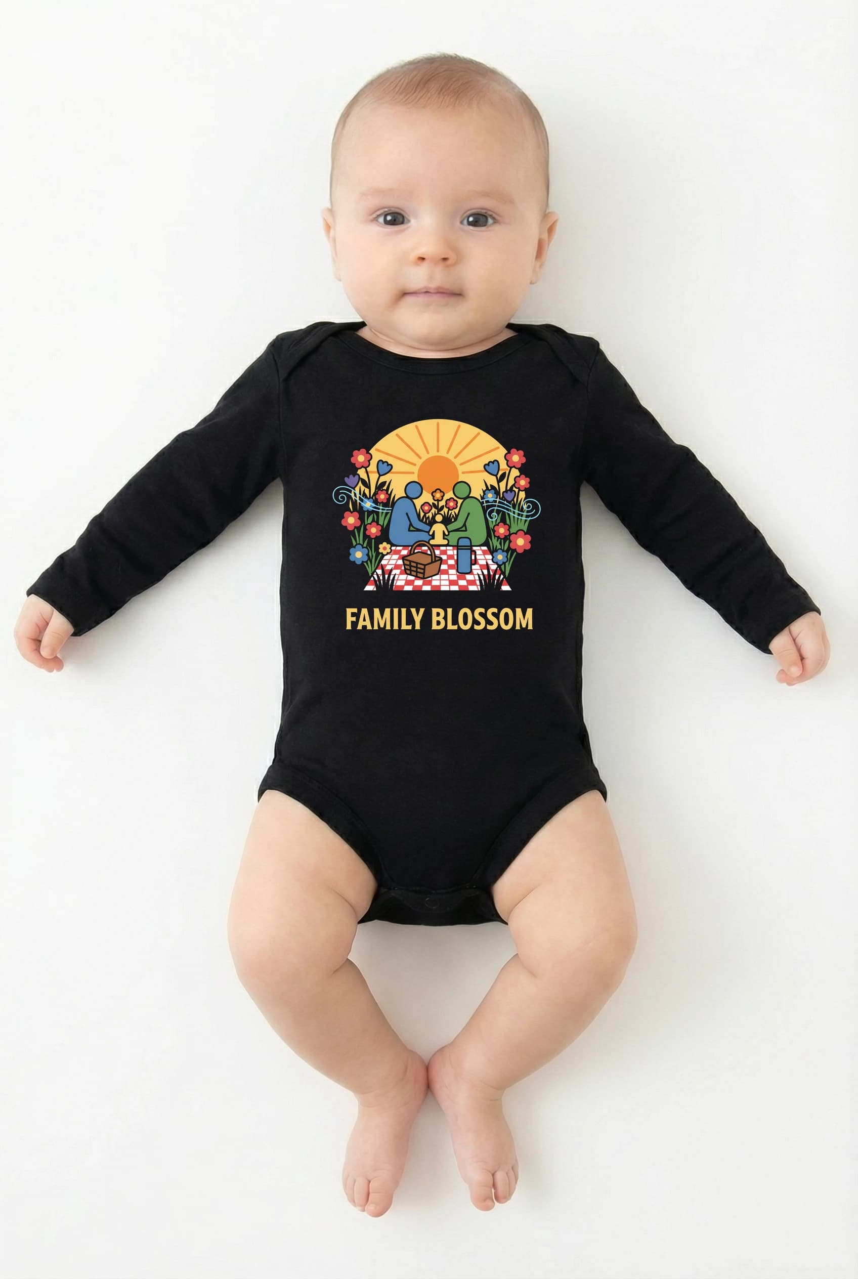 Body Rodinný Piknik Na Květinové Louce Při Západu Slunce