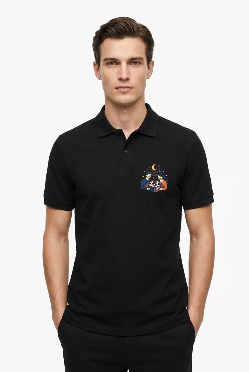 Pánské polo tričko Kouzelná Večerní Pohádka Rodinné Čtení Pod Měsícem A Hvězdami