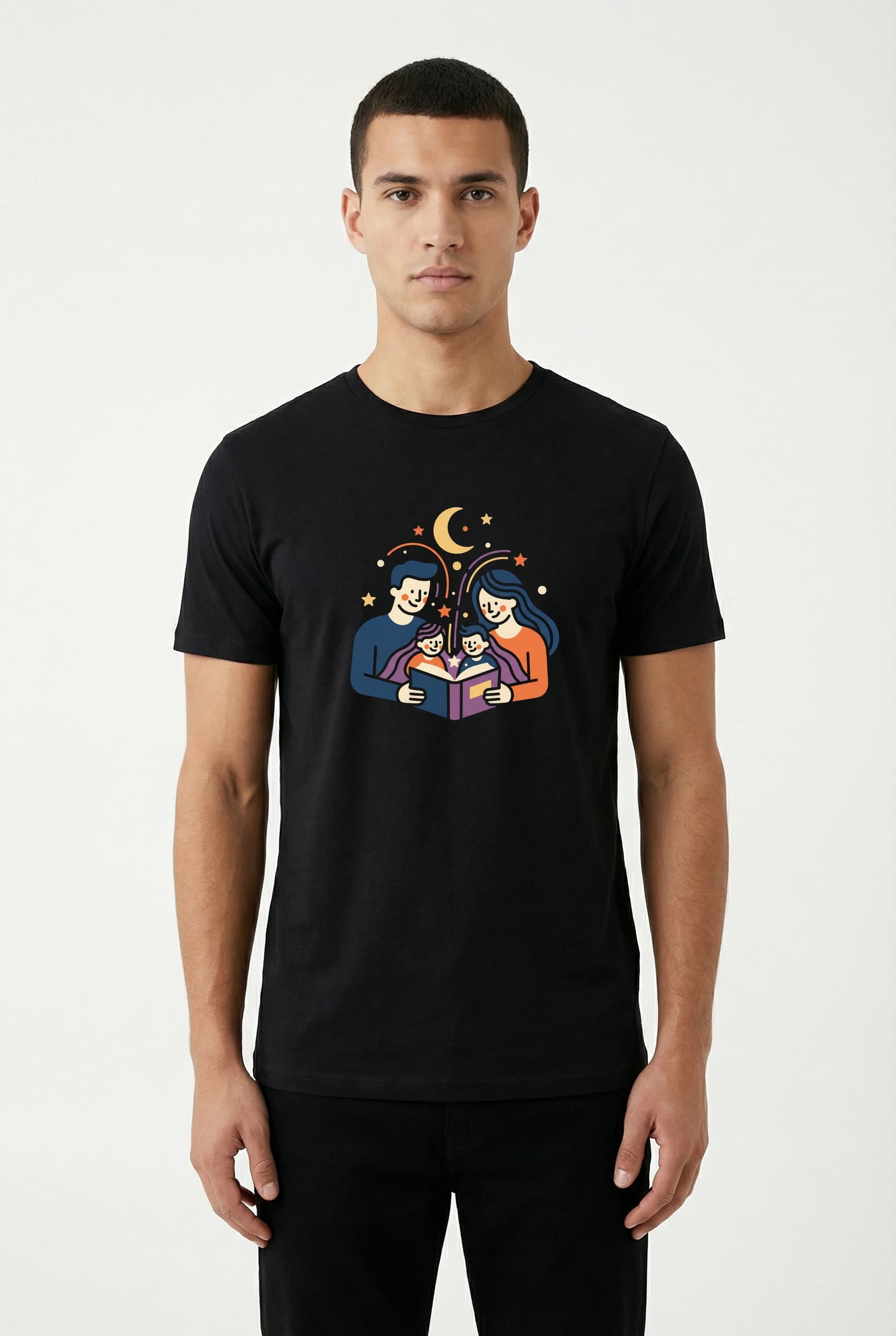Pánské tričko Kouzelná Večerní Pohádka Rodinné Čtení Pod Měsícem A Hvězdami