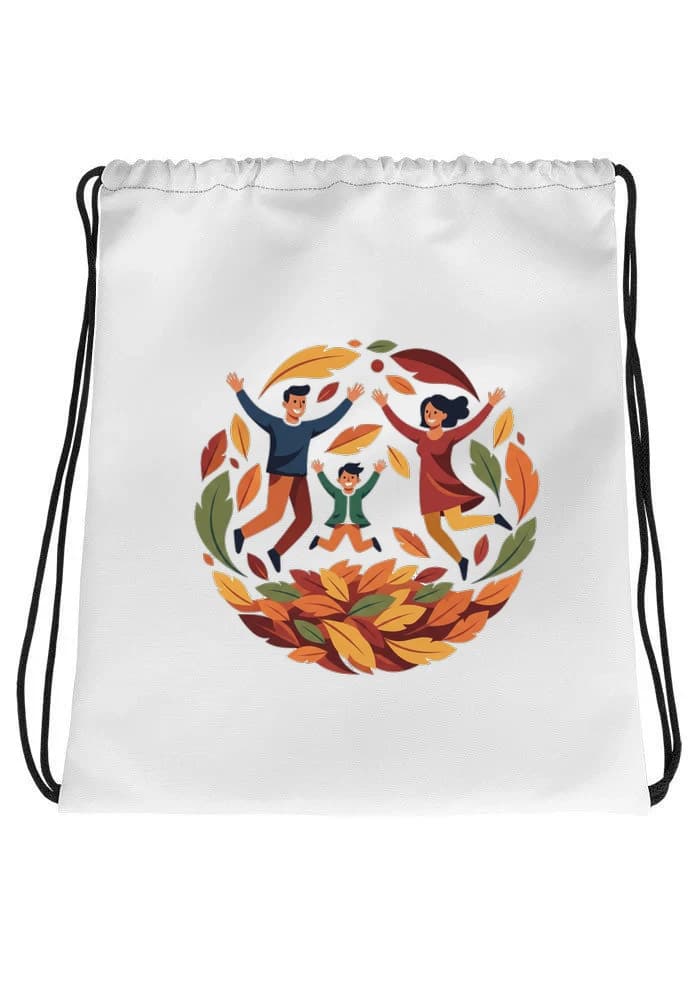 Stahovací vak Rodinné Podzimní Hry V Barevném Listí Plné Radosti A Smíchu