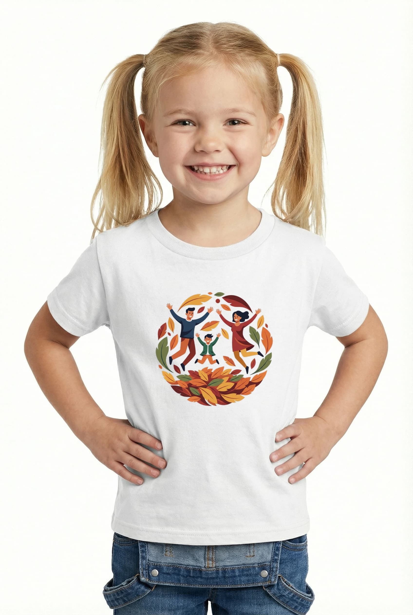 Dětské tričko Rodinné Podzimní Hry V Barevném Listí Plné Radosti A Smíchu