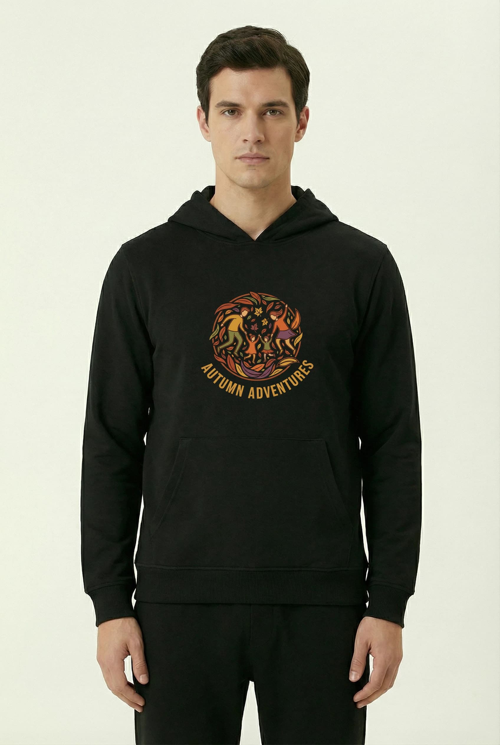 Pánská mikina s kapucí Podzimní Dobrodružství Rodinné Skotačení Mezi Barevnými Listy