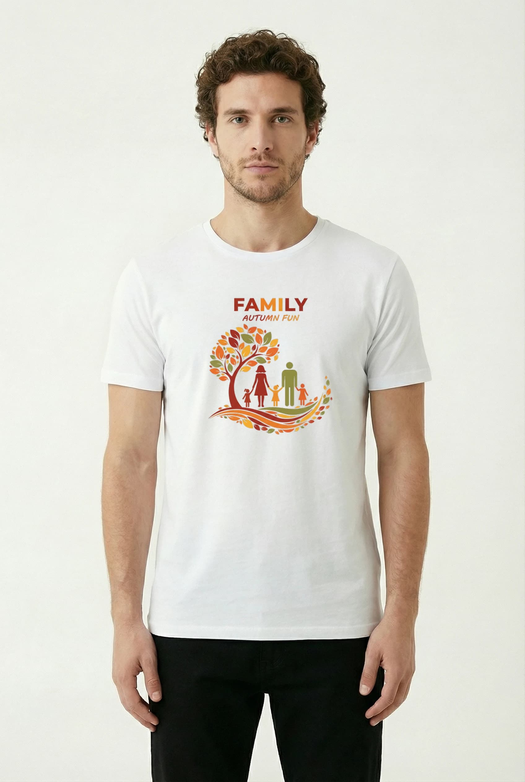 Pánské tričko Rodinná Podzimní Radost Hraní V Barevném Listí