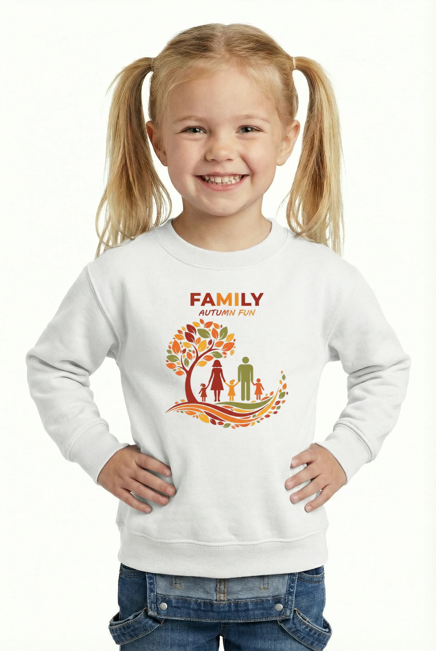 Dětská mikina Rodinná Podzimní Radost Hraní V Barevném Listí