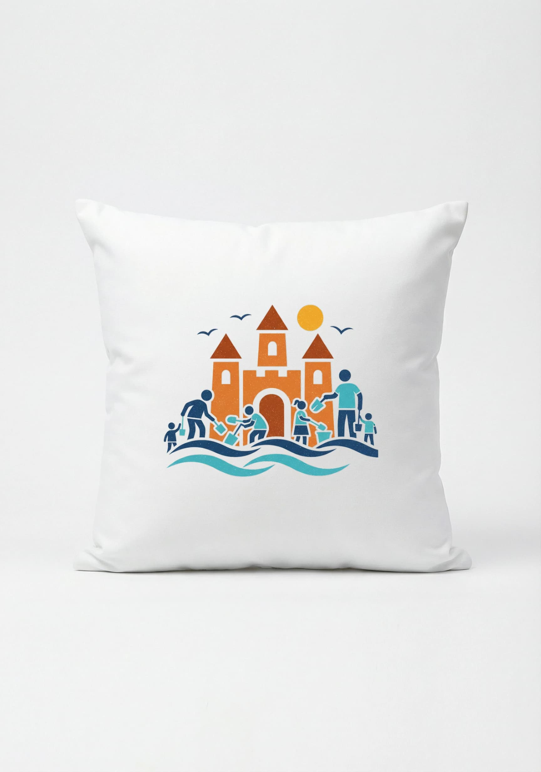 Polštář Rodinné Stavění Písečného Hradu U Moře Letní Radovánky A Dobrodružství