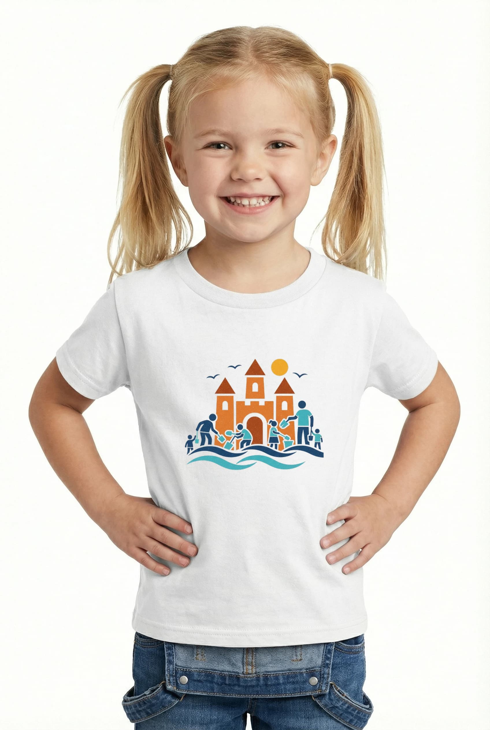 Dětské tričko Rodinné Stavění Písečného Hradu U Moře Letní Radovánky A Dobrodružství
