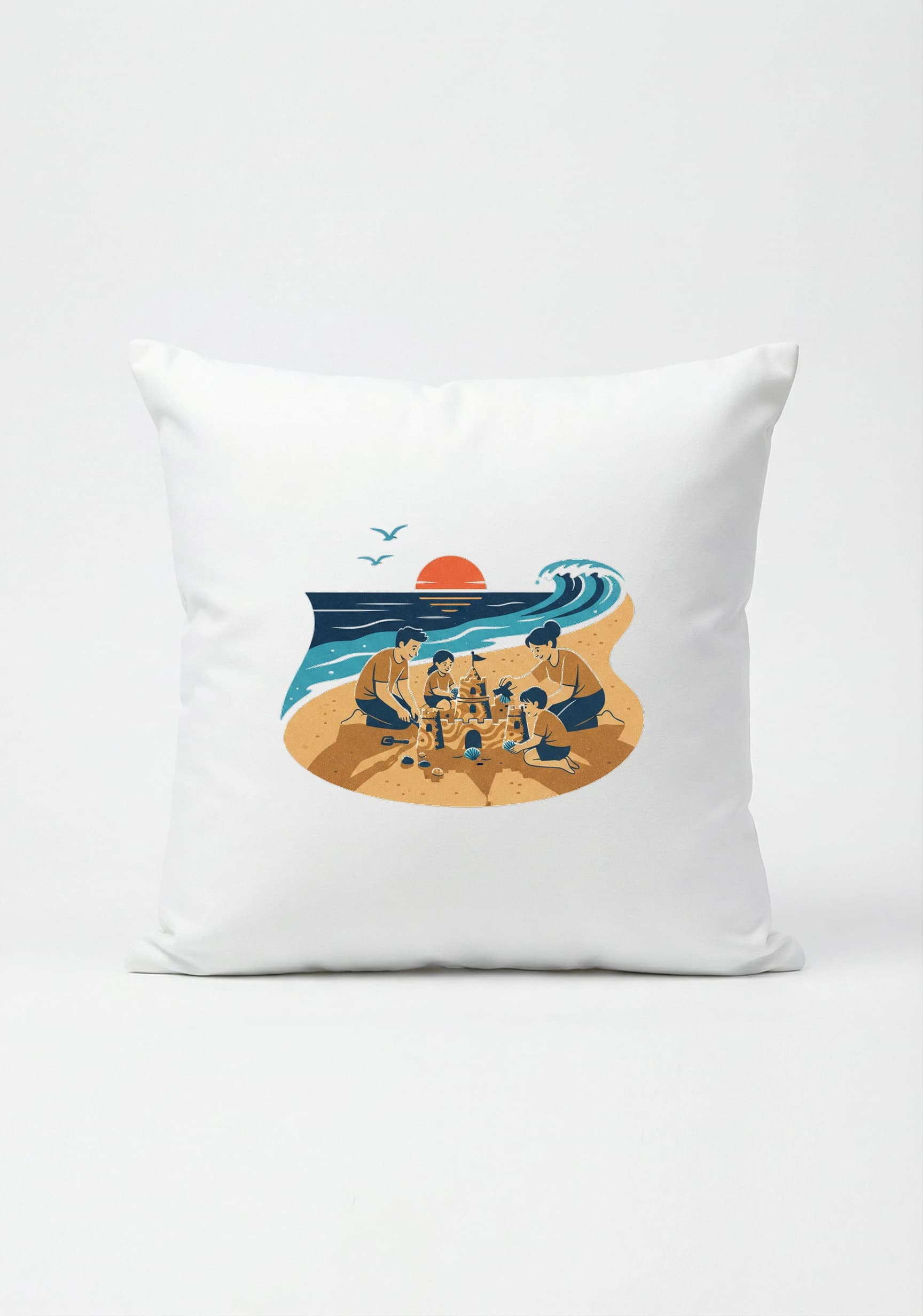 Polštář Rodinné Letní Dobrodružství U Moře Stavba Písečného Hradu A Vzpomínky